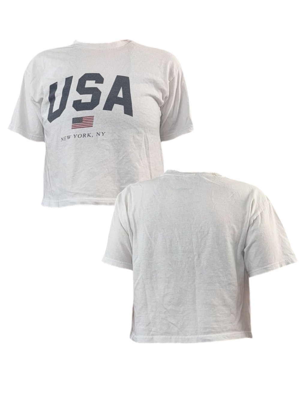 White USA Cropped Tee